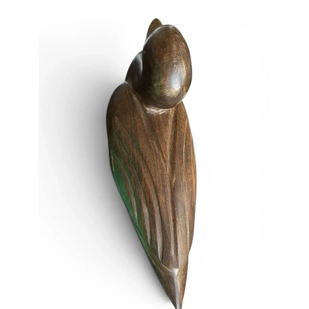 Vintage Decorative Duck Decoy‎ Hand-Carved Heavy Ironwood